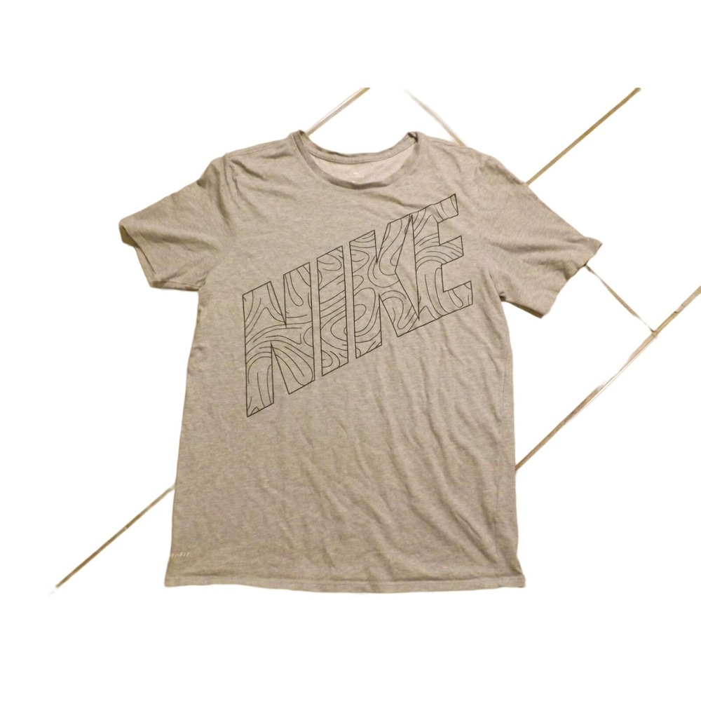 Nike The Nike Tee T Shirt Men Sz M Gray Big Graphic Short Sleeve Casual Workout